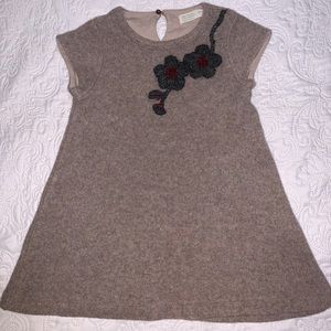 Zara girls brown wool dress.